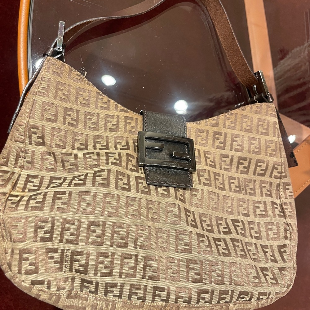 Fendi Brown Zucca Canvas Baguette Shoulder Bag